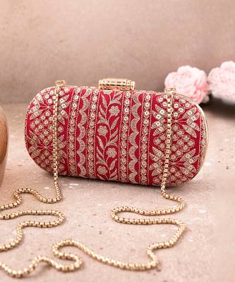 Red Mirai Embroidered Clutch 1