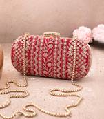 Red Mirai Embroidered Clutch