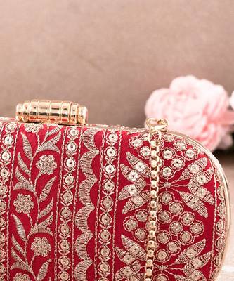 Red Mirai Embroidered Clutch 3