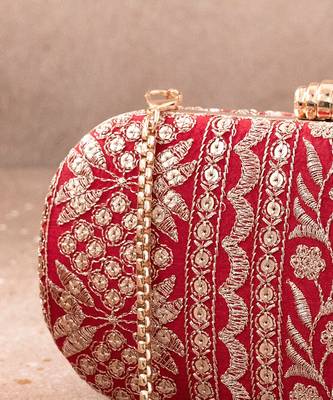 Red Mirai Embroidered Clutch 4