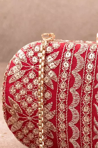 Red Mirai Embroidered Clutch