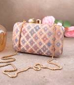Peach Morocco Shaded Pure Silk Banarasi Clutch
