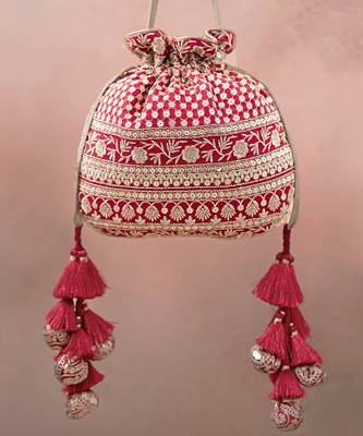 Red Resham Potli Bag 1