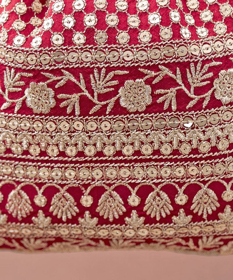 Red Resham Potli Bag