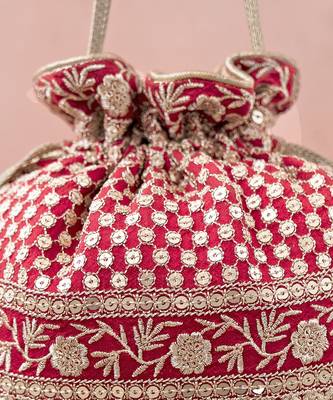 Red Resham Potli Bag 3