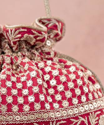 Red Resham Potli Bag 4