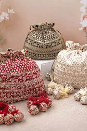 Red Resham Potli Bag