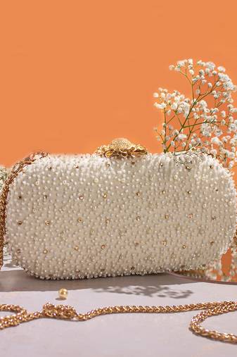 White Perla Capsule Clutch
