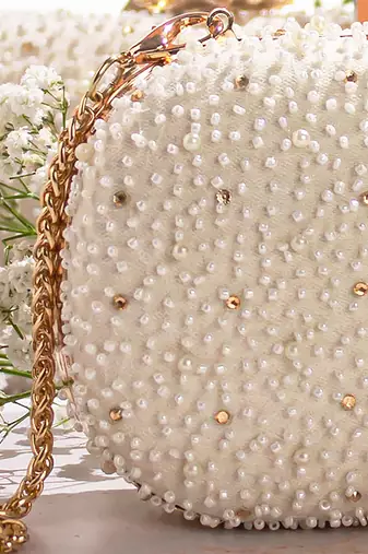 White Perla Capsule Clutch