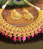 Matte finish peacock necklace set