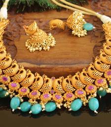 Matte finish peacock necklace set