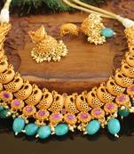 Matte finish peacock necklace set