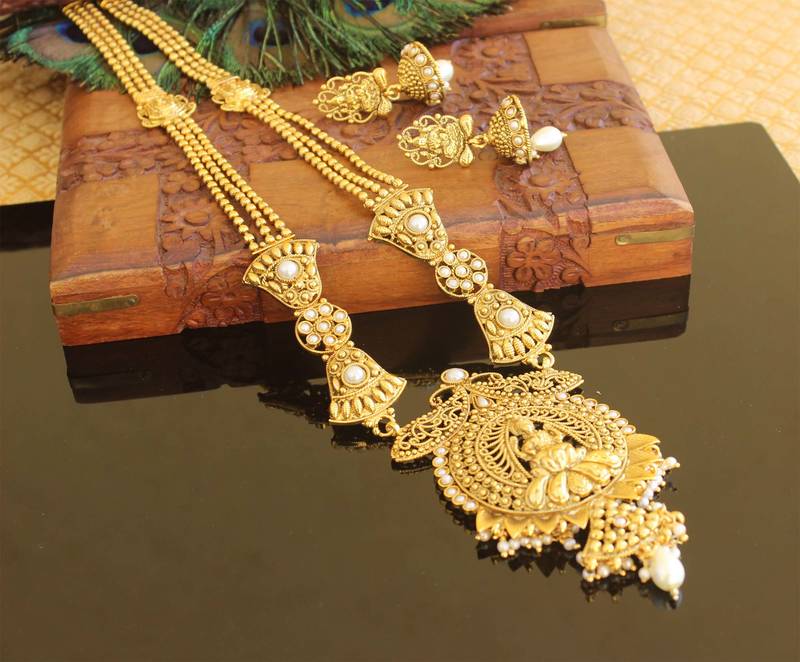 Gold plated temple necklace set