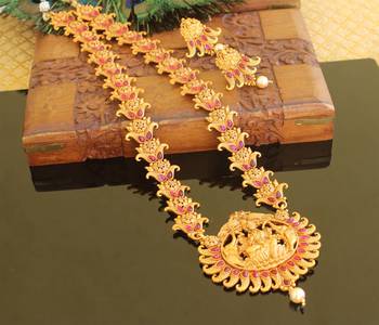 Matte finish Temple long necklace set 1