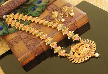 Matte finish Temple long necklace set 1