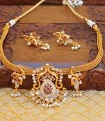 Matte finish peacock necklace set