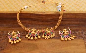 Matte finish Temple  necklace set 3