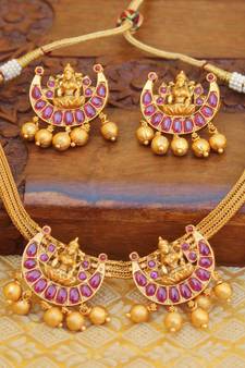 Matte finish Temple necklace set