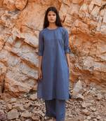 Blue Cotton Tunic Set