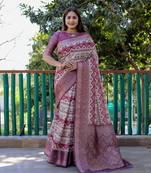 Purple Woven Art Silk Saree With Blouse