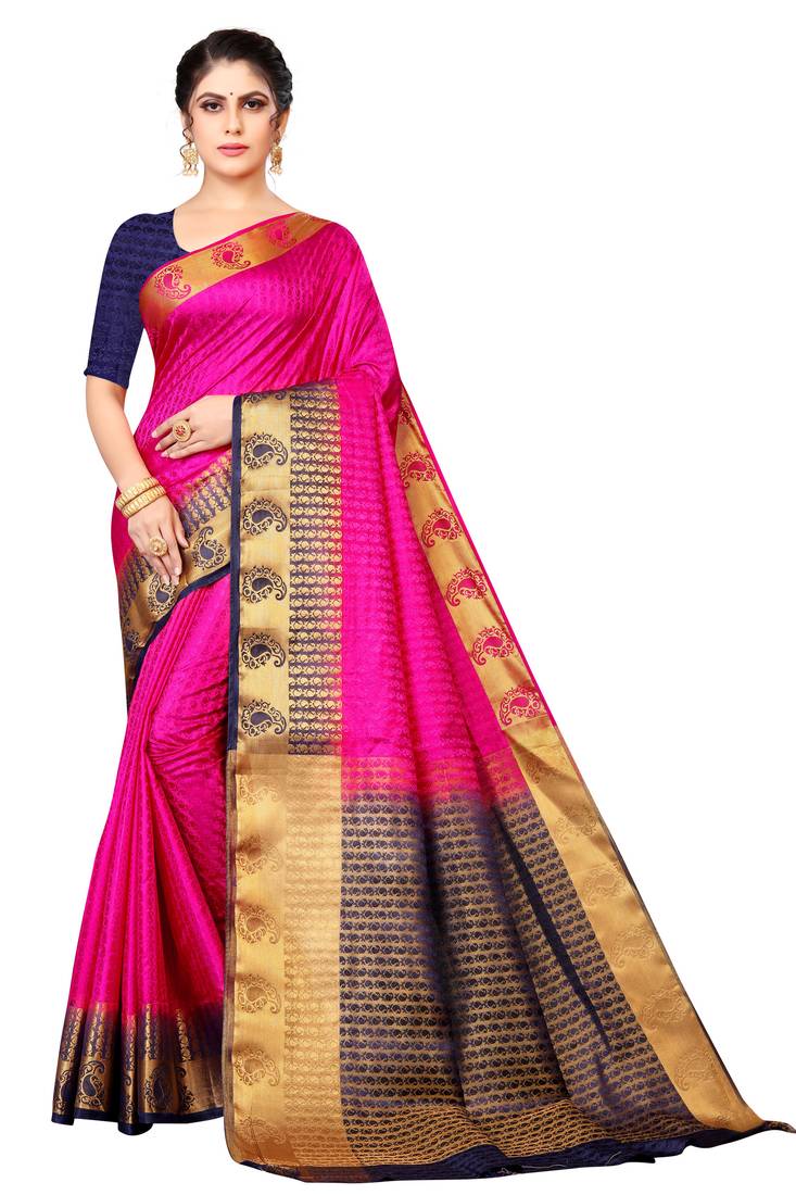 PINK KANJIVARAM STYLE SAREE