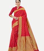 Tavas Women'S Fashionable Faux Banarasi Silk Jacquard Saree With Blouse Piece