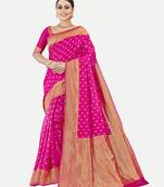Tavas Women'S Fashionable Faux Banarasi Silk Jacquard Saree With Blouse Piece