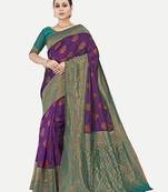 Tavas Women'S Fashionable Faux Banarasi Silk Jacquard Saree With Blouse Piece