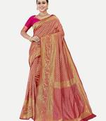 Tavas Women'S Fashionable Faux Banarasi Silk Jacquard Saree With Blouse Piece