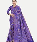Tavas Women'S Fashionable Faux Banarasi Silk Jacquard Saree With Blouse Piece
