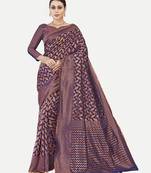 Tavas Women'S Fashionable Faux Banarasi Silk Jacquard Saree With Blouse Piece