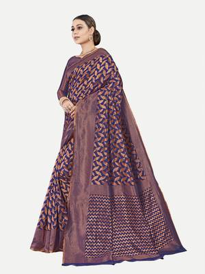 Tavas Women'S Fashionable Faux Banarasi Silk Jacquard Saree With Blouse Piece 2