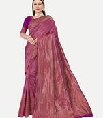 Tavas Women's Fashionable Banarasi Silk Jacquard Saree With Blouse Piece