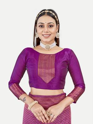 Tavas Women's Fashionable Banarasi Silk Jacquard Saree With Blouse Piece 4