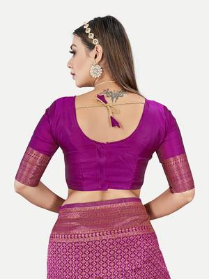 Tavas Women's Fashionable Banarasi Silk Jacquard Saree With Blouse Piece 5