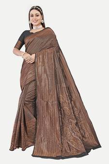 Tavas Women'S Fashionable Faux Banarasi Silk Jacquard Saree With Blouse Piece