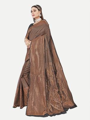 Tavas Women'S Fashionable Faux Banarasi Silk Jacquard Saree With Blouse Piece 2