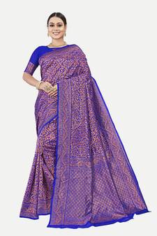 Tavas Women'S Fashionable Faux Banarasi Silk Jacquard Saree With Blouse Piece
