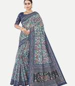 Floral Multi Printed Chanderi Silk Blend Saree With Blouse Piece