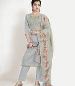 TAVAS Embroidered Unstitched Salwar Suit For Ladies With Digital Print Dupatta