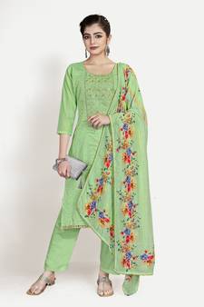 TAVAS Embroidered Unstitched Salwar Suit For Ladies With Digital Print Dupatta