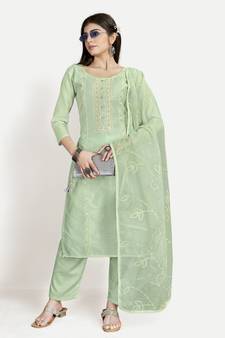 Women's Stylish Unstitched Salwar Suit By TAVAS With Embroidered Work Dupatta