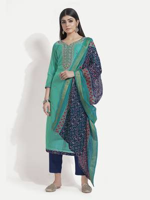 TAVAS Women's Unstitched Embroidered Salwar Suit With Patola Dupatta 1