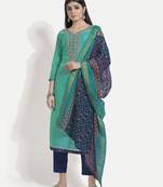 TAVAS Women's Unstitched Embroidered Salwar Suit With Patola Dupatta