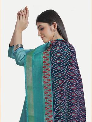 TAVAS Women's Unstitched Embroidered Salwar Suit With Patola Dupatta 3