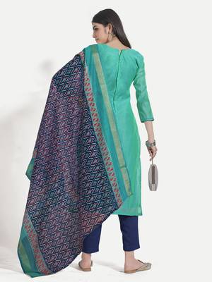 TAVAS Women's Unstitched Embroidered Salwar Suit With Patola Dupatta 4