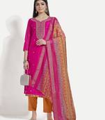 TAVAS Women's Unstitched Embroidered Salwar Suit With Patola Dupatta