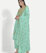 Women's Firozi Unstitched Embroidery Suit with Embroidery Work Self Dupatta