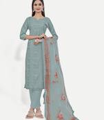 Women's Fashionable Crochet Embroideryed Unstitched Salwar Suit With Digital Printed Dupatta