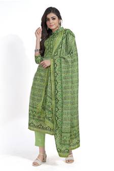 Women's Fashionable Floral Print & Hand Embroideryed Unstitched Salwar Suit With Digital Printed Dupatta